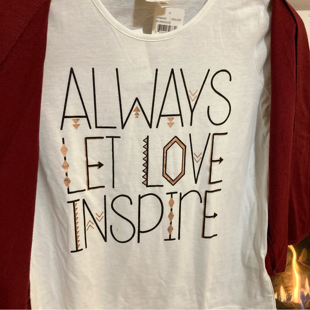 NWT Girls Love Tee Set, Vest, Necklace Size Large L 10 / 12